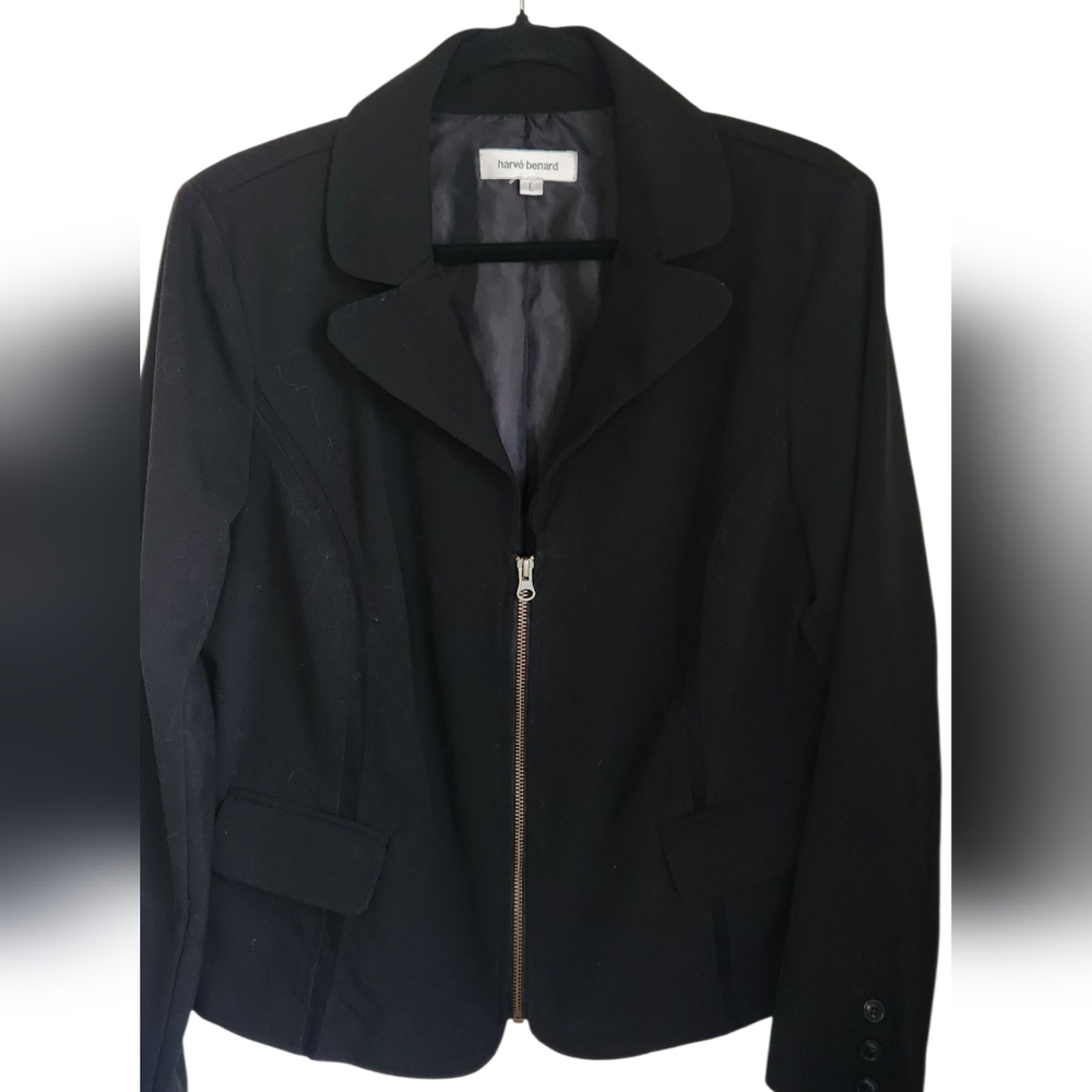 Harve Benard Vintage Black Zip Up Blazer. Size L